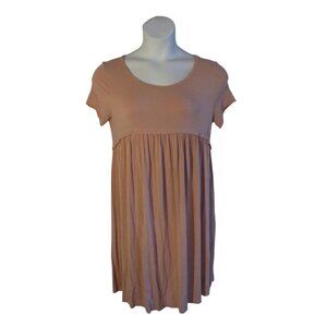 Mittoshop S Dusty Rose Pink Jersey Knit Babydoll Dress